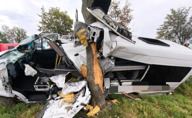 Śmiertelny wypadek koło Wrocławia. Bus uderzył w drzewo