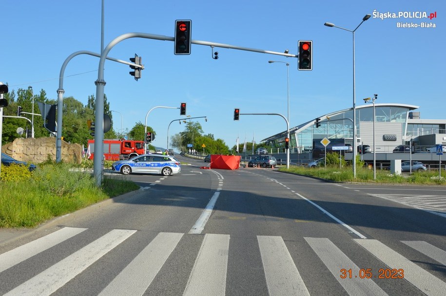 Śmiertelny wypadek motocyklisty w Bielsku-Białej /Policja Śląska /