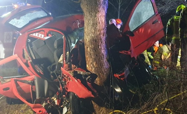 Śmiertelny wypadek w Kąśnej Górnej. Punto uderzyło w drzewo 