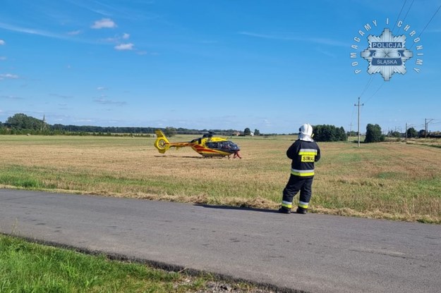 Śmigłowiec LPR na miejscu wypadku /Śląska policja /