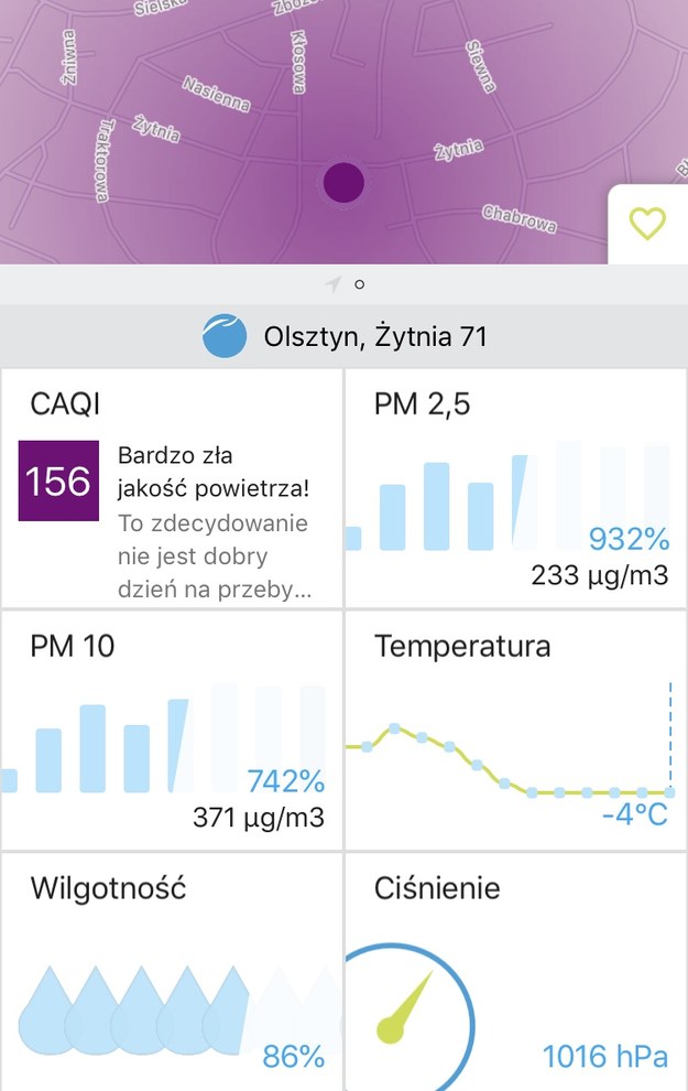 Smog w Olsztynie /Zrzut ekranu