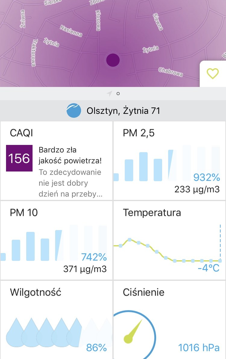 Smog w Olsztynie /Zrzut ekranu