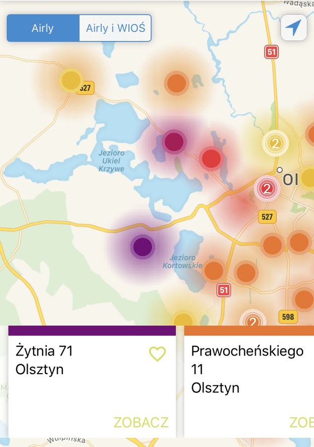 Smog w Olsztynie /Zrzut ekranu