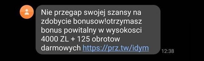 SMS od internetowego kasyna /materiały prasowe