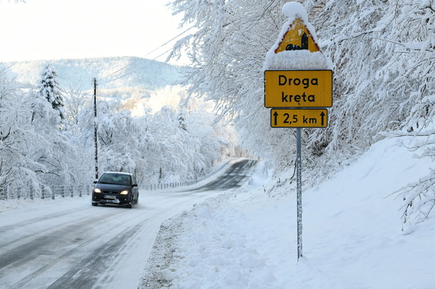 Śnieżny i mroźny dzień w okolicy miejscowości Polana w województwie podkarpackim. /Darek Delmanowicz /PAP