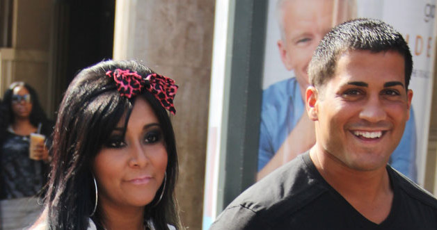 Snooki ze swoim aktualnym chłopakiem i ojcem dziecka, Jionnim LaVallem. /Splashnews