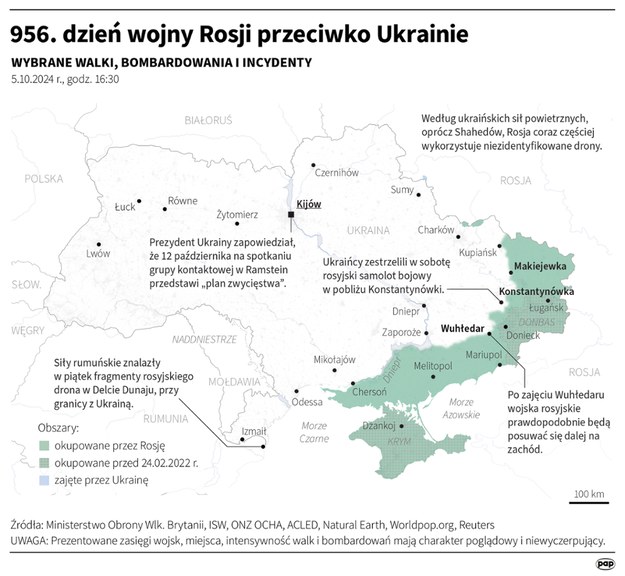 Sobota, 5 października 2024 to 956. dzień wojny Rosji przeciwko Ukrainie /Maciej Zieliński /PAP