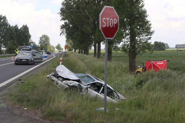 Sobotni śmiertelny wypadek na drodze krajowej nr 92 w Bąkowie Górnym /Roman Zawistowski /PAP