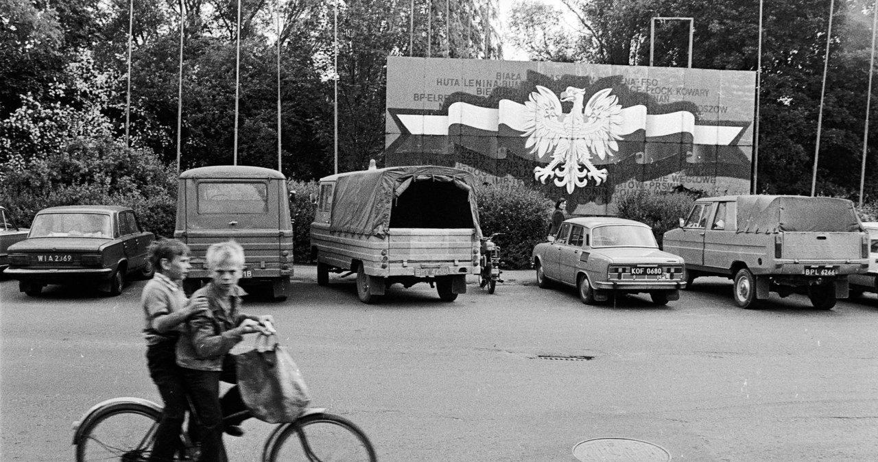 Socjalistyczny tabor, w tym samochody żuk (drugi i trzeci od lewej) oraz tarpan (pierwszy z prawej), Biała Podlaska, rok 1984 /Krzysztof Pawela /Agencja FORUM