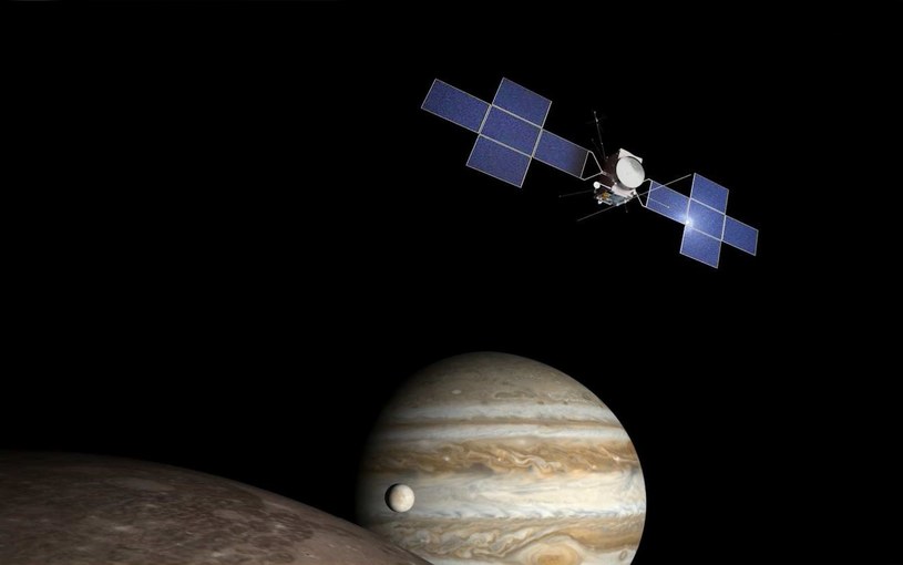 Sonda JUICE przy księżycach Jowisza – wizualizacja /materiały prasowe