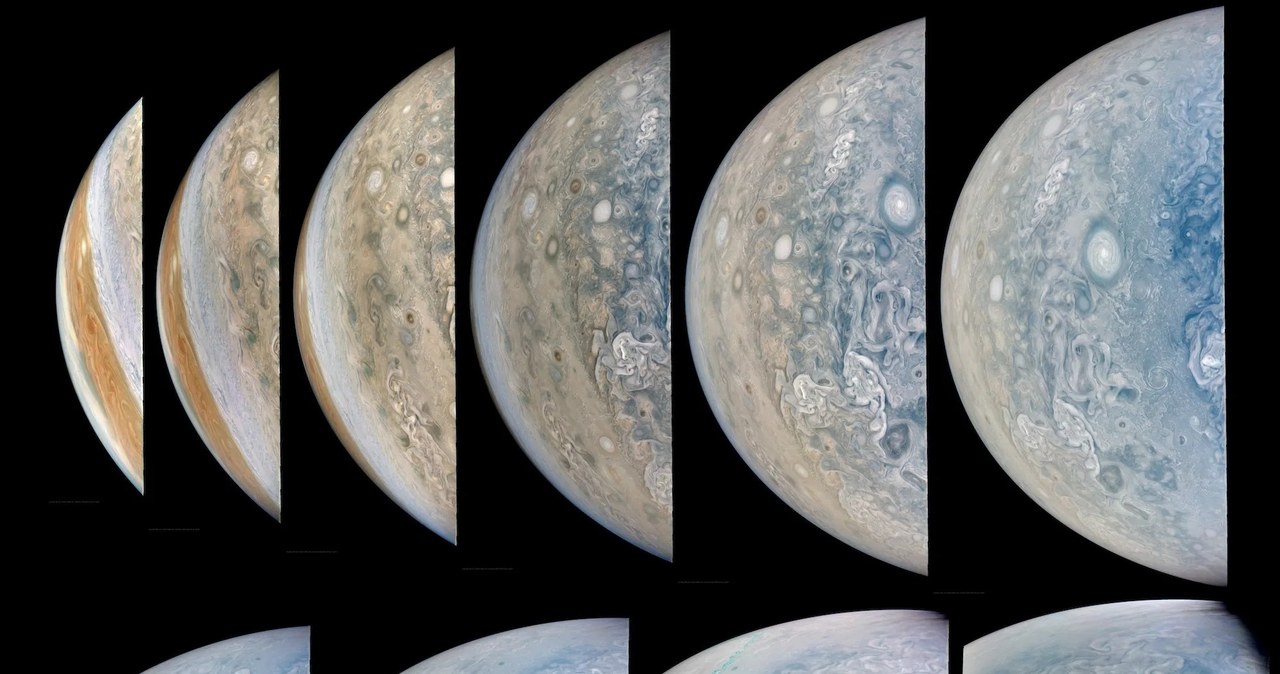 The Juno probe takes entire series of photos while flying over the planet Jupiter. /NASA/JPL-Caltech/SwRI/MSSS/Brian Swift /external material