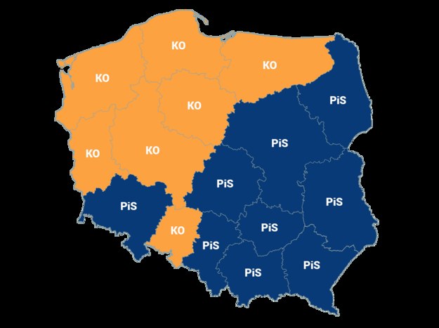Sondażowe wyniki wyborów do sejmików wojewódzkich: w 9 regionach wygrało PiS, w siedmiu - Koalicja Obywatelska /Sondaż Ipsos /