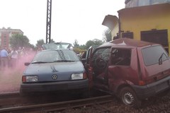Sosnowiec: Symulacja wypadku na przejeździe kolejowym 