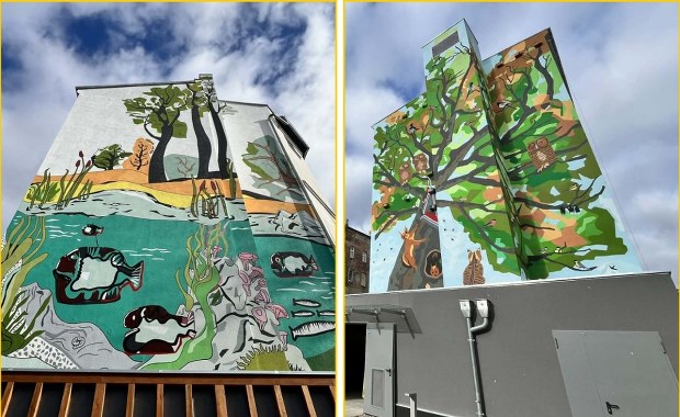 Sowy, wiewiórki i staw z rybami. Nowe murale w centrum Szczecina