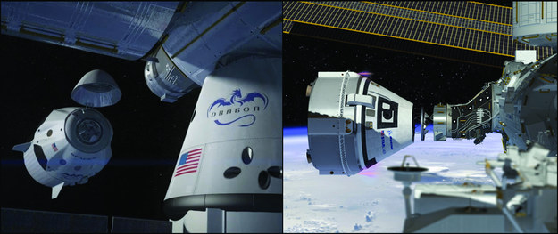 SpaceX Crew Dragon (po lewej) i Boeing CST-100 Starliner (po prawej) /NASA /Materiały prasowe