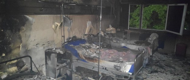 Spalona sala w bytomskim szpitalu /PSP