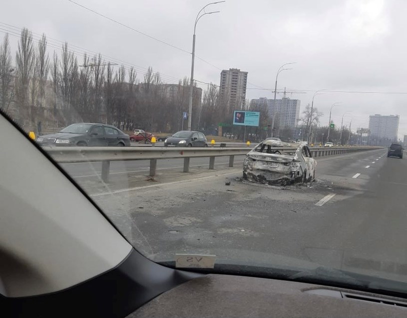 Spalone auto na ulicy Kijowa /Archiwum prywatne /materiał zewnętrzny