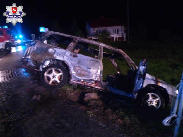 Spalone subaru /Lubelska Policja /