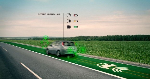 Specjalny pas jezdni z pętlami indukcyjnymi zatopionymi w asfalcie mógłby z kolei pozwolić na ładowanie baterii samochodów elektrycznych podczas jazdy (fot. Studio Roosegaarde). /magazynauto.pl