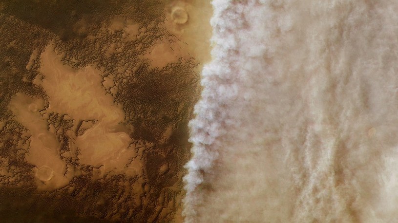 Spektakularne zdjęcie burzy pyłowej obecnie szalejącej na Marsie /Geekweek