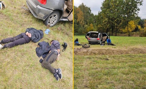 Spektakularny pościg pod Warszawą. Bmw w rowie i nielegalni imigranci  