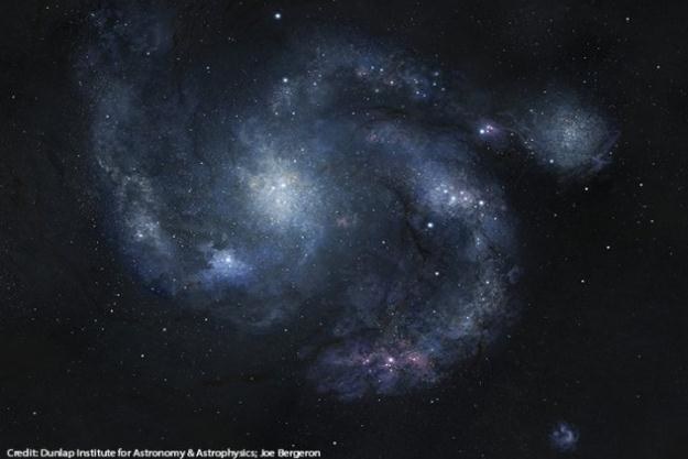 Spiralna galaktyka - wizja artysty. Fot. Dunlap Institute for Astronomy & Astrophysics/Joe Bergeron /materiały prasowe