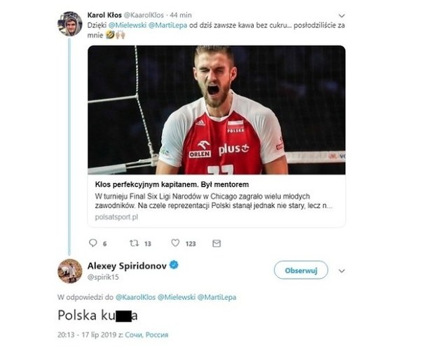 Spirydonow obraził Karola Kłosa /Twitter /