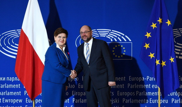 Spotkanie Beaty Szydło z przewodniczącym PE Martinem Schulzem /Radek Pietruszka /PAP