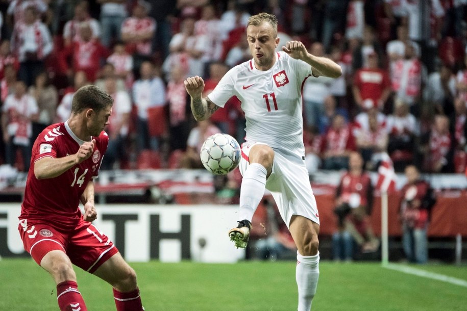 Spotkanie Dania - Polska w eliminacjach MŚ 2018 (na zdjęciu, po prawej: Kamil Grosicki) /Gonzales Photo/Kim Matthai Lelan/Photoshot /PAP