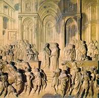 Spotkanie króla Salomona i królowej Saby, jedna z kwater Rajskich wrót Ghibertiego, X w. /Encyklopedia Internautica