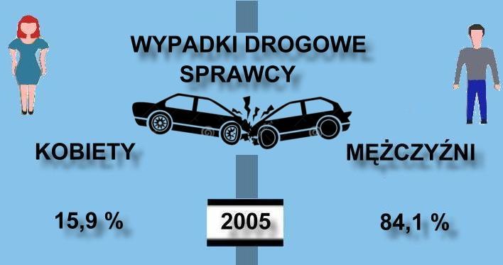 Sprawcy wypadków ze względu na płeć /Informacja prasowa