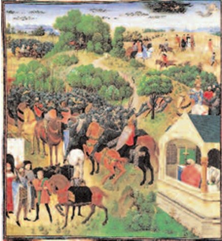 Średniowieczna ilustracja ostatniej walki  Rolanda, Grandes Chroniques de France /Encyklopedia Internautica