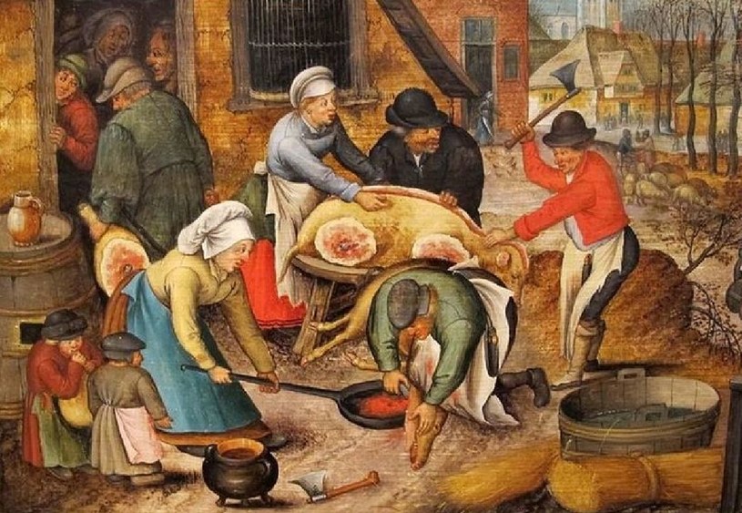 Średniowieczni angielscy chłopi jadali zazwyczaj do syta. Chociaż mięsa spożywano mało, głód zaspokajano produktami mącznymi. Obraz Petera Bruegela /domena publiczna