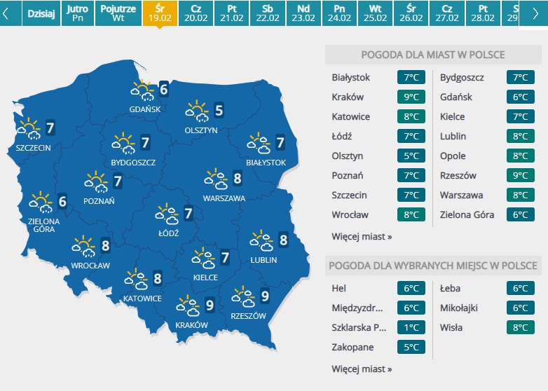 Środa, 18 lutego /INTERIA.PL