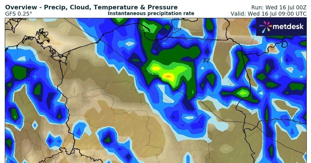Środa będzie deszczowa w praktycznie całym kraju. W wielu miejscach pojawią się także burze z silniejszym wiatrem /wxcharts /