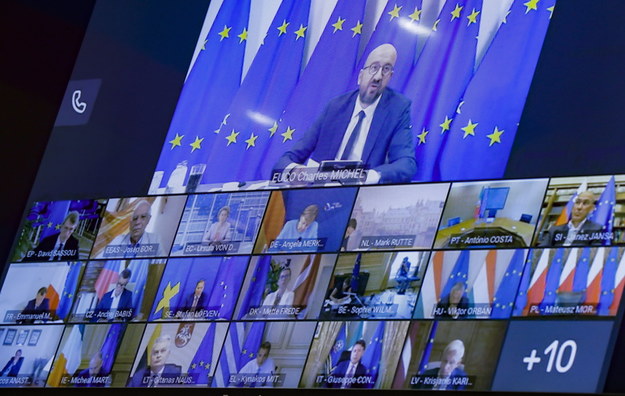 Środowy wideoszczyt UE w sprawie sytuacji na Białorusi /OLIVIER HOSLET / POOL /PAP/EPA