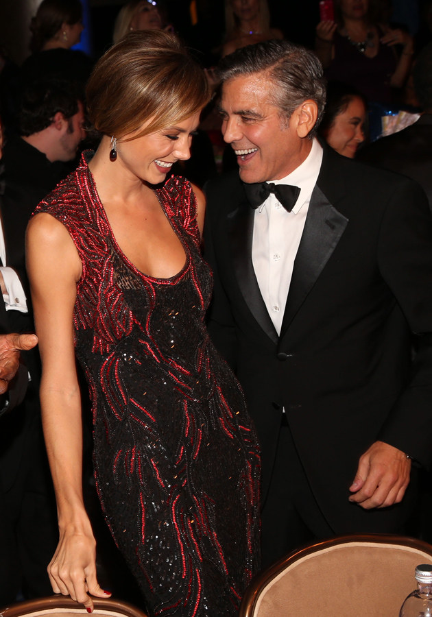 Stacy Keibler, George Clooney /Christopher Polk /Getty Images