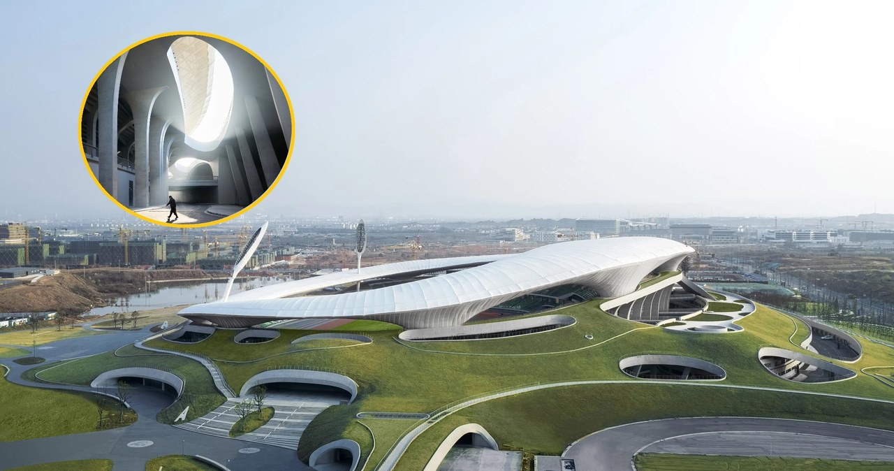Stadion Quzhou ma przypominać wizje pisarzy s-f o budowlach na obcych planetach / foto: twitter, CreatAR Images /domena publiczna