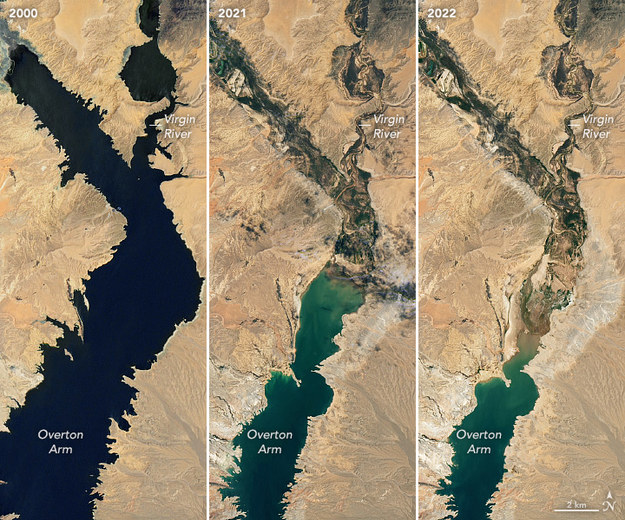 Stan Jeziora Mead w latach 2001-2022. /NASA /