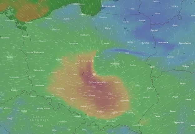 Stan na godz. 21:55 /www.windy.com /Zrzut ekranu