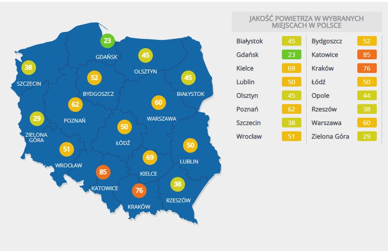 Stan powietrza w Polsce /INTERIA.PL