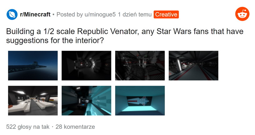 Star Wars w Minecrafcie - galeria zdjęć zamieszczona w serwisie Reddit.com przez użytkownika @Minogue5 /materiały źródłowe