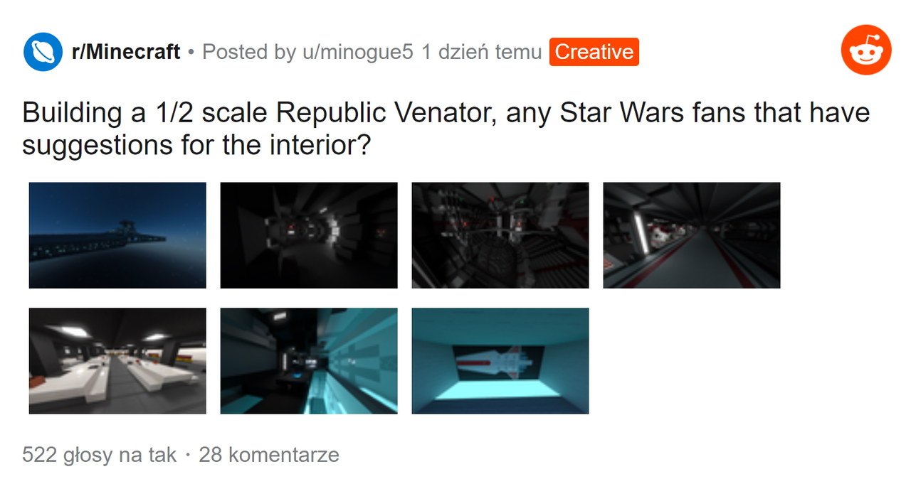 Star Wars w Minecrafcie - galeria zdjęć zamieszczona w serwisie Reddit.com przez użytkownika @Minogue5 /materiały źródłowe