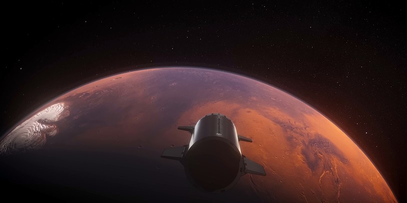 Starship lecący w kierunku planety Mars. /SpaceX /materiały prasowe