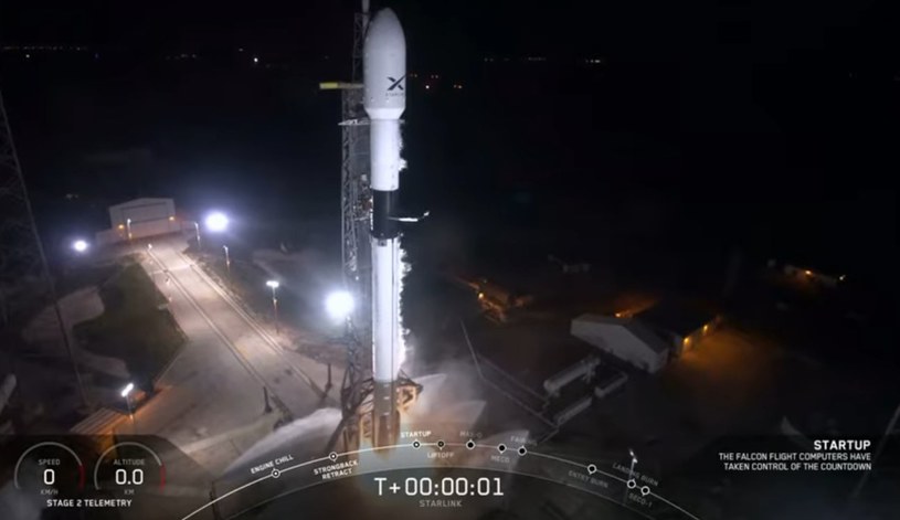 Start Falcona 9 z satelitami Starlink / Fot. SpaceX /Kosmonauta