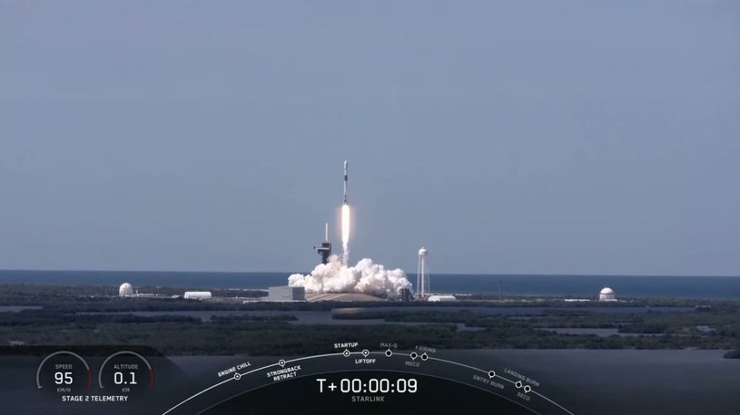 Start siódmej paczki satelitów Starlink. Fot. SpaceX /materiały prasowe