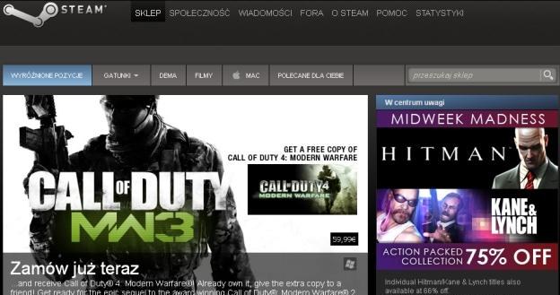 Steam - strona główna serwisu /Informacja prasowa