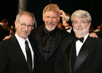 Steven Spielberg, Harrison Ford i George Lucas /AFP