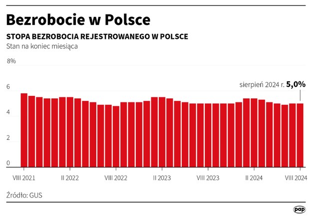 Stopa bezrobocia w sierpniu 2024 /Maciej Zieliński