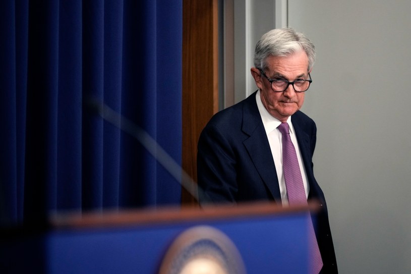 Stopy w USA i w strefie euro pójdą jeszcze w górę. Nz. Jerome Powell, szef amerykańskiej Rezerwy Federalnej /Drew Angerer/Getty Images /AFP